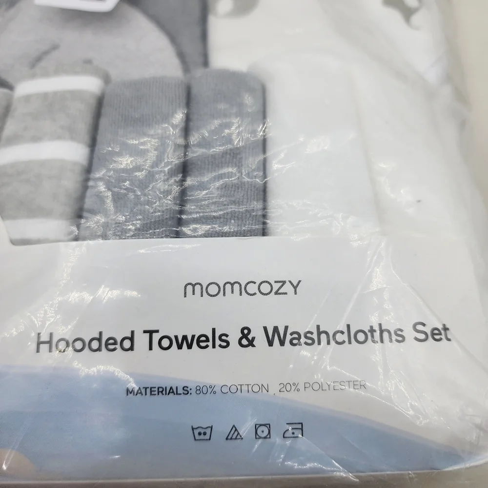 Momcozy Hooded Baby Towels and Washcloths Set - OS